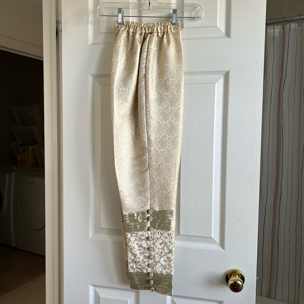 Jacquard silk blend pants size small